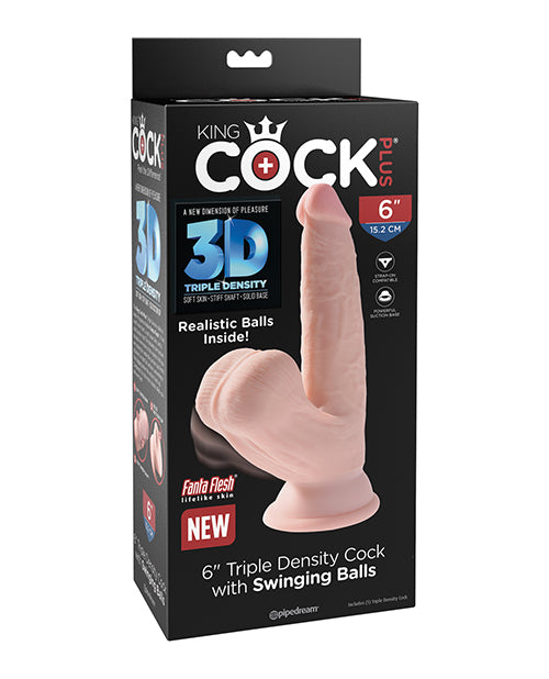 King Cock Plus Triple Density Dildo W/swinging Balls 6 Inch - 9 Inch