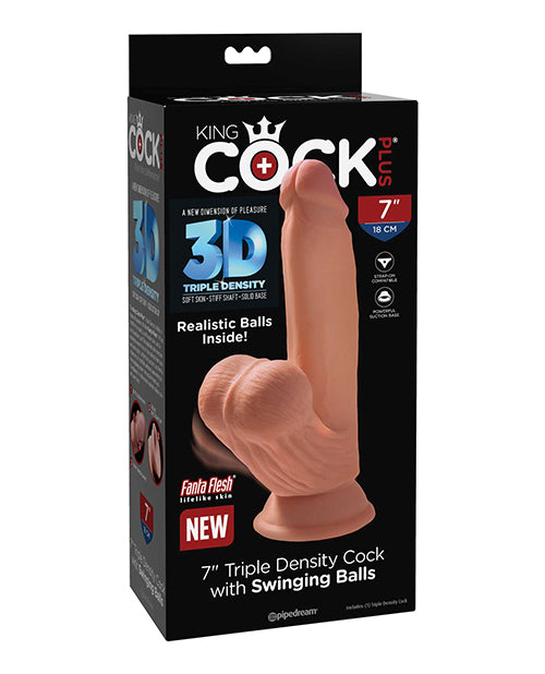 King Cock Plus 7 Inch Triple Density Dildo W/swinging Balls