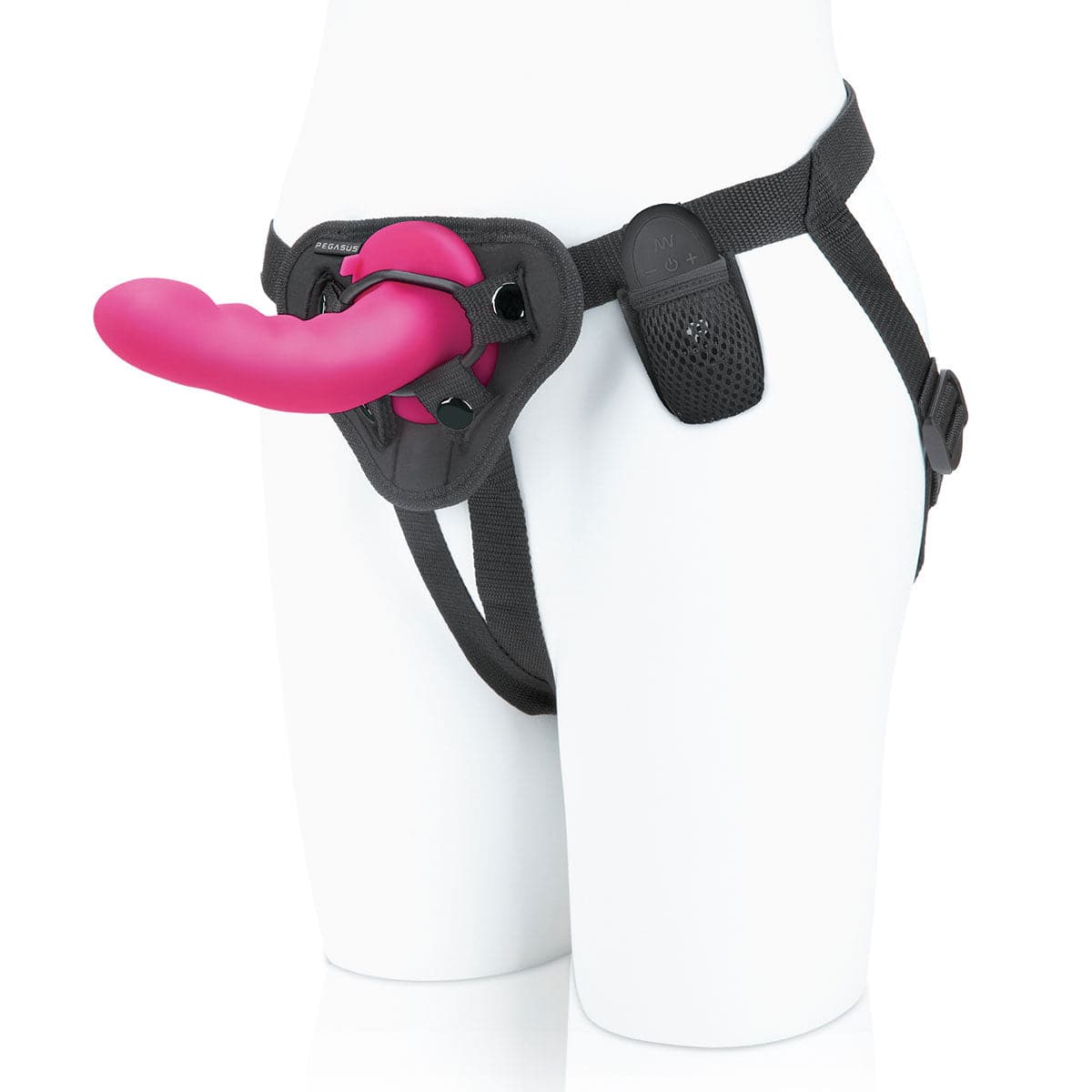 Pegasus 6 Inch Rechargeable Ripple Peg W/adjustable Harness & Remote - Pink