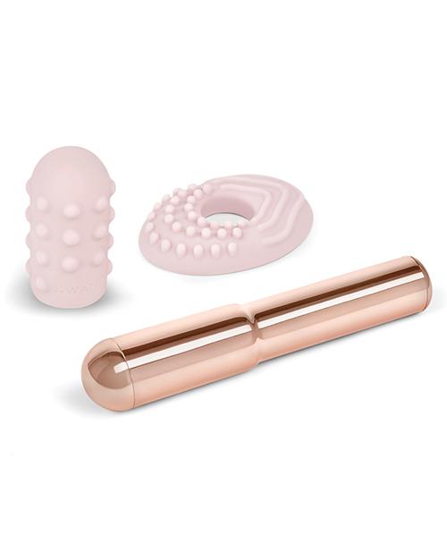 Le Wand  Premium Grand Chrome Bullet Rechargeable Vibrator W/ Silicone Textured Ring